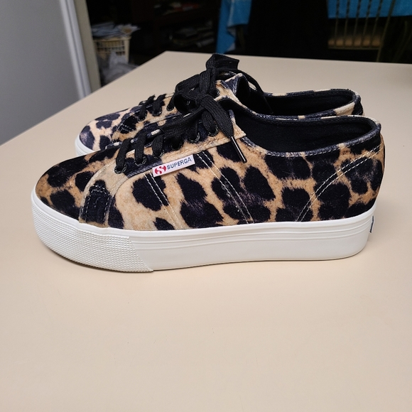 Superga velvet leopard platform sneakers size 9 1/2 - Picture 3 of 8